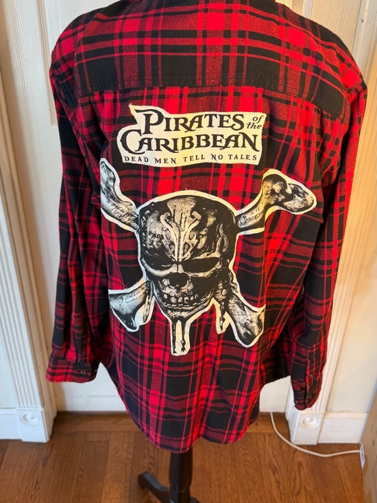 Faded Glory Other - Red POTC Plaid Skull Back Graphic Flannel Shirt